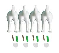 THINCAN 4 pezzi in stile nordico dolce cane di plastica gancio posteriore con viti nastro adesivo montato a parete per portachiavi gancio cappello gancio decorativo per cani coda gancio da parete