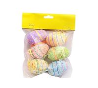 THINCAN 6 pezzi di artigianato, uova, festa di Pasqua, decorazione per la casa, cestino di Pasqua, imbottitura con cordino, decorazione per la casa, decorazione per l'albero da tavolo