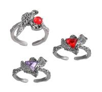 THINCAN Anelli di corvo creativi decorano con il design Thorns con gemme rosse per stili unici e fascino appassionato