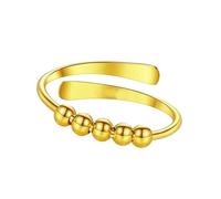 THINCAN Anelli regolabili alla moda con perline rotanti gioielli con struttura in rame adatto per incontri e abbigliamento da ufficio. Anelli di perle alla moda, come descritto