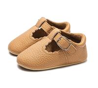 THINCAN Baby Girls PU Scarpe In Pelle Non Slip Neonato Primo Walker Scarpe Scarpe Piatto Scarpe Per 0-18 Mesi, cachi, G