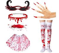 THINCAN Bat Cosplay Costume Costume Halloween Party Vampiro Accessori Costume Trappole Gamba Gola Sangue Calze Occhiali