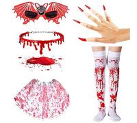THINCAN Bat Cosplay Costume Costume Halloween Party Vampiro Accessori Costume Trappole Gamba Gola Sangue Calze Occhiali