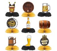 THINCAN Bavarese Wiesns Party Table Toppers 9 pezzi capitale a nido d'ape decorazioni portatili, per feste di birra Oktoberfest