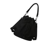 THINCAN Borsa a secchiello da donna in tessuto Oxford a lunga capacità per la spesa in ufficio o pratica di viaggio non forzata, Nero
