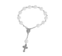 THINCAN Bracciale da polso realizzato a mano, bracciale regolabile con rosario per la preghiera religiosa per una comoda usura
