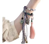THINCAN Braccialetti con nappe colorate Bracciale etnico Tematico Tessuti A Mano Gioielli Braccialetto Cinese Tibetano Fatto A Mano