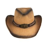 THINCAN Cappello da cowboy paglia, vestito largo, regalo a sorpresa per fidanzato, papà, zio, cappelli di paglia per il tempo libero per le donne, cachi, Taglia unica