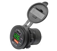 THINCAN Caricatore USB C da 12 V/24 V QC3.0 PD Fast Charge Outlet Adattatore con voltmetro per auto marine camion