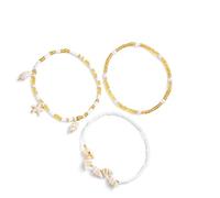 THINCAN Cavigliera impilabile per le donne con conchiglia perline da spiaggia in lega di gioielli finte perline accessori stagionali leggeri sandali compatibili, Taglia unica, come descritto