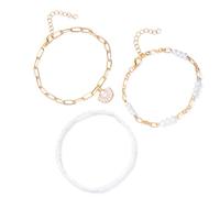 THINCAN Cavigliera impilabile per le donne con conchiglia perline da spiaggia in lega di gioielli finte perline accessori stagionali leggeri sandali compatibili, Taglia unica, come descritto