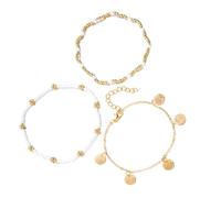 THINCAN Cavigliera impilabile per le donne con conchiglia perline da spiaggia in lega di gioielli finte perline accessori stagionali leggeri sandali compatibili, Taglia unica, come descritto
