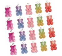 THINCAN Confezione di 20 Ciondoli Colorati Orso Cartone Animato Misto Cuore Stella Fascino Per Portachiavi Creativo E Accessori Di Moda