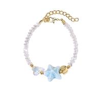 THINCAN Delicata Ceramica Oceanica Creature Bracciale Con Lumaca Di Cristalli Di Fascino Perle Accessori Moda Elegante Ceramica Conchiglie Gioielli Gioielli, Taglia unica, come descritto