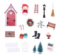 THINCAN Dettagliato Fate Elfi Natale Elfi Accessori Porta Per Doll House Scena Natale Display Progetto di Artigianato Miniatura Decors Set Per Doll House