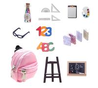 THINCAN Draw Board Model Zaino Dollhouses School 1:12 Scala Realistic Playset Door Zaino per Creative School Fun Miniatura accessori per bambole