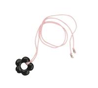 THINCAN Elegante Collana Del Pendente Di Fiori Nero Design Delicato Clavicola Gioielli Della Catena Per Le Donne Alla Moda Il Comodo Ciondolo A Cinque Petali Può Indossare, Taglia unica, come