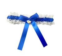 THINCAN Elegante giarrettiera con rivestimento in pizzo Bowknot Design regolabile per cerimonia nuziale, evento speciale, accessorio per abito da sposa, Blu reale, Taglia unica