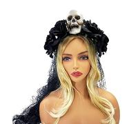 THINCAN Fascia a forma di fiore e cranio a LED per le donne Halloween festa capelli capelli donna accessori per capelli