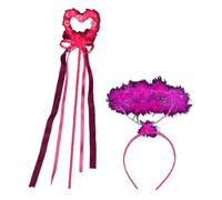 THINCAN Fascia per capelli da principessa e bacchetta magica Set Ribbon Fater Hair Hoop per palcoscenico Cartoon Bacchetta