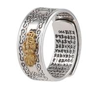 THINCAN Feng Shui Mani Mantra Per Protezione Fortuna Charms Amuleto Ricchezza Lucky Open Regolabile Buddista Argento Feng Shui Per Uomini Donne