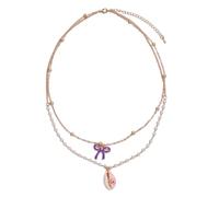 THINCAN Imitazione Perle Collana Per Le Donne Ragazze Cozze Nodo Arco Neckchain Collana Dolce Collare Chiavi Strato Chiave Catena Regalo