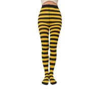 THINCAN Leggings sottili traspiranti morbidi a righe collant casual a vita alta elastici leggings da donna orizzontali a righe di lunghezza intera per uomo e donna, Giallo e nero wid, Taglia unica