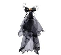 THINCAN Leuchten - Fascia per capelli con rose, per spose fantasme, cosplay, Halloween, fiori, feste, fascia scura con velo rosa