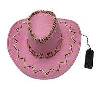 THINCAN Luci Cappello da cowboy Western Wide Bim Party Donne LED COWGIRL HAT PRODUZIONE DI FEDING FEDORA accessorio costume