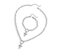 THINCAN Moda Collana In Acciaio Inox E Gioielli Da Bracciale Con Una Croce Per Le Donne Moderne Gioielli Croci Alla Moda Prima, Taglia unica, come descritto, come descritto
