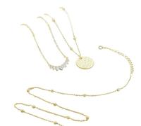 THINCAN Moderno strato collana disco rotondo ciondolo catena portachiavi impilabile catena moda donna gioielli regalo elegante cerchio multistrato collana ciondolo, Taglia unica, come descritto, come