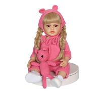 THINCAN Nascita Bambola Simulazione Bambino Morbido Silicone Bambola Giocattolo Doll Rinascita Trecce Bionde Corpo Silicone Bambini Trecce Bionde Ragazze