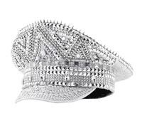 THINCAN Paillettes Capitan Cappello Rivetti Sailor Per Discoteca House Cocktail Party Vacanze Strass scintillanti per l'attore comico