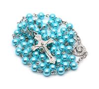 THINCAN Perline bianche Collana cattolica medaglie sacre catena lunga collana per donne e uomini gioielli