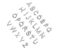 THINCAN Piccolo Circolare Lettera Pendenti Set Di 26 Stabile Lega Fascino Per Collane Bracciali Componenti Artigianali Lettera Incantesimo Per Gioielli, Taglia unica, come descritto