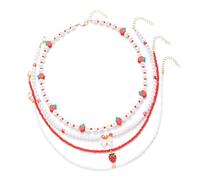 THINCAN Semplici collane di perle di fragola con più strati versatili accessori per braccialetti per gite casual e celebrazioni quotidiane, A, come descritto, come descritto