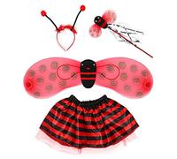 THINCAN Set da 4 pezzi per bambini Fairy Costume Ladybird Carino ali a righe Tu