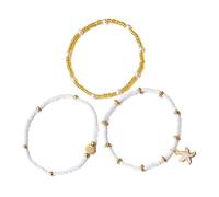 THINCAN Set di gioielli per le vacanze in stile costiero con perle naturali e perle, collana con bracciale in corda elasticizzata, materiali in lega robusti, gioielli oceanici per le donne, Taglia