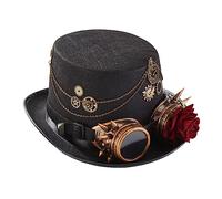 THINCAN Steampunk - Cappello da uomo con occhiali di protezione Gay Top Steampunk Bowler Top Vintage Halloween Top Hat Gothic Carnival Nightclub