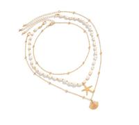 THINCAN Stili Coppa E Collana Set Regolabile Catena Spiaggia Gioielli Decorazione Per Le Donne Conchiglie Arfish Seestarfish Collana/Bracciale, misura unica, come descritto, come descritto