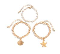 THINCAN Stili Coppa E Collana Set Regolabile Catena Spiaggia Gioielli Decorazione Per Le Donne Conchiglie Arfish Seestarfish Collana/Bracciale, misura unica, come descritto, come descritto