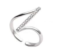 THINCAN Trendy Zircone Accentuato La Banda Geometrica Donne Kirsine Oro O Argento Anelli Dita Gioielli Per L'Usura Quotidiana Elegante Regalo Di Anelli Imballato, come descritto