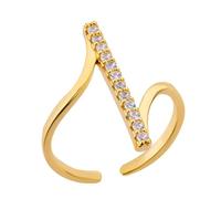THINCAN Trendy Zircone Accentuato La Banda Geometrica Donne Kirsine Oro O Argento Anelli Dita Gioielli Per L'Usura Quotidiana Elegante Regalo Di Anelli Imballato, come descritto