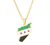 THINCAN Unique Siria, collana con ciondolo a forma di bandiera tradizionale, collana dell'amicizia, per donne e uomini, gioielli per le vacanze, regalo della bandiera