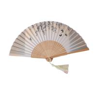 THINCAN Ventilatore portatile cinese pieghevole a sonaglio ventilatore pieghevole in bambù di seta per chiese di nozze, decorazioni per feste di ballo, palmare