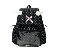 THINCAN Zaino funzionale trasparente alla moda, stile a punto, resistente, struttura in nylon, capiente, compagno di viaggio, con usura traspirante, Nero