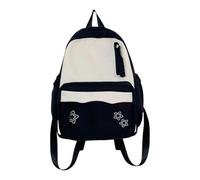 THINCAN, zaino per la scuola ergonomico, pratico, in nylon, per adolescenti, design ergonomico, resistente all'usura, diversi scomparti, alla moda, Nero