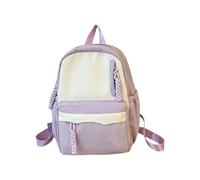 THINCAN, zaino per la scuola ergonomico, pratico, in nylon, per adolescenti, design ergonomico, resistente all'usura, diversi scomparti, alla moda, Lilla