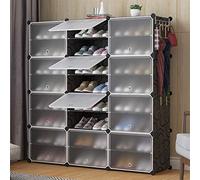 THINFAR Armadio a 12 Cubi, Portaoggetti Organizzatore, Armadietto Mobiletto con Ante, per Abiti Scarpe Giocattoli Libri, Facile da Assemblare (12 scomparti, nero)