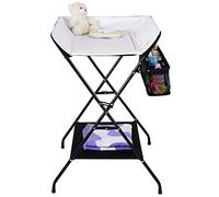 THINFAR Fasciatoio pieghevole, fasciatoio con cestino portaoggetti (79 x 55,5 x 96 cm, nero e bianco, senza ruote)